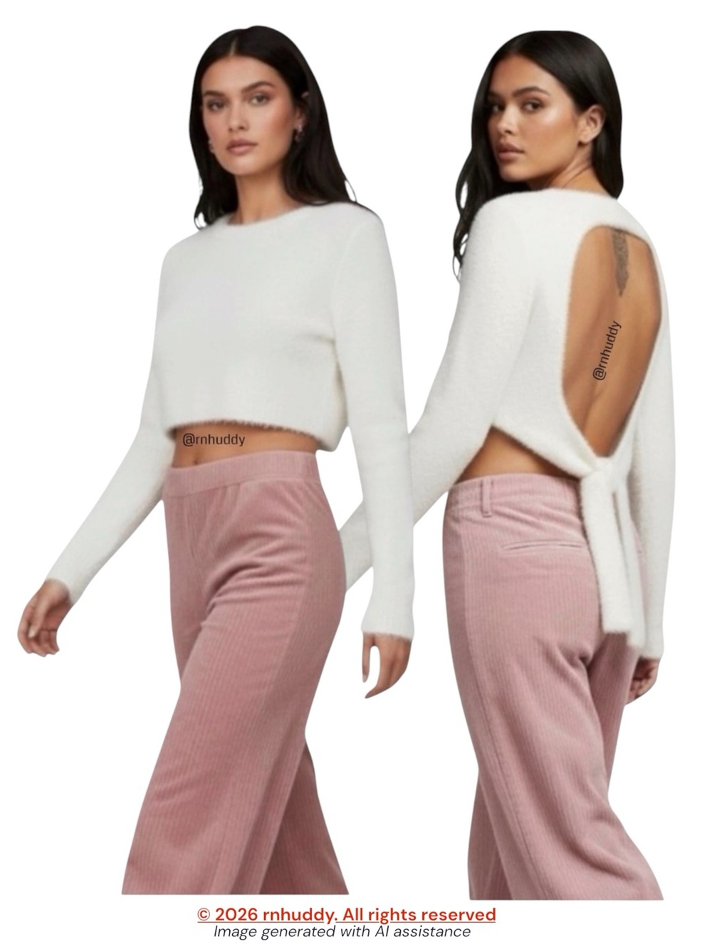 Zara S cropped Faux Fur Open Back Top
